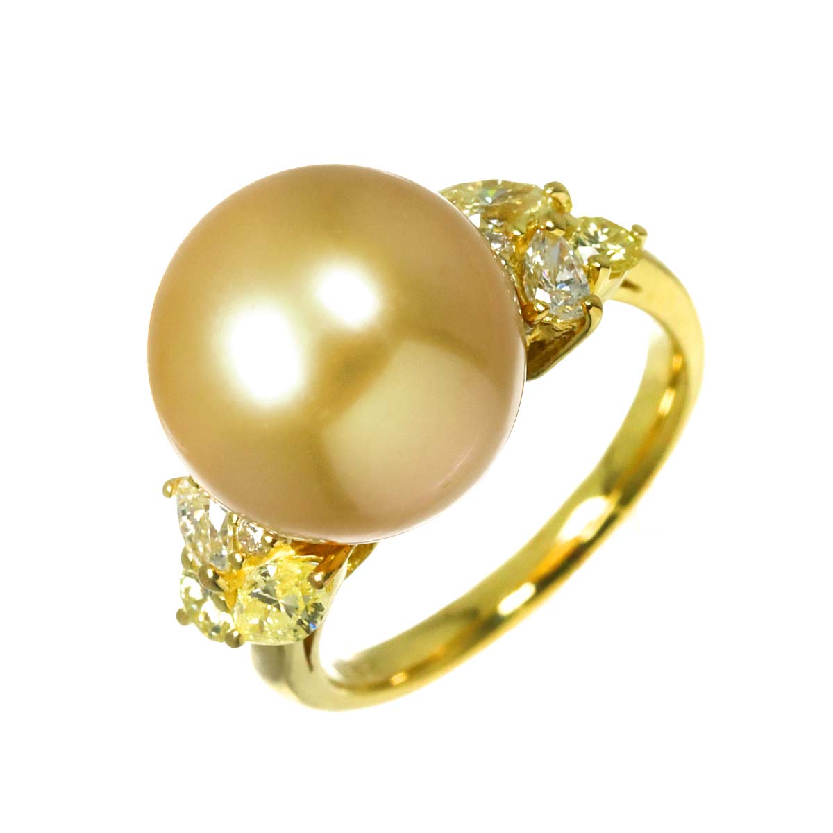 South Sea pearl 12.7mm Diamond 0.82ct Ring 18K K18 YG 750 5.75-6(US)