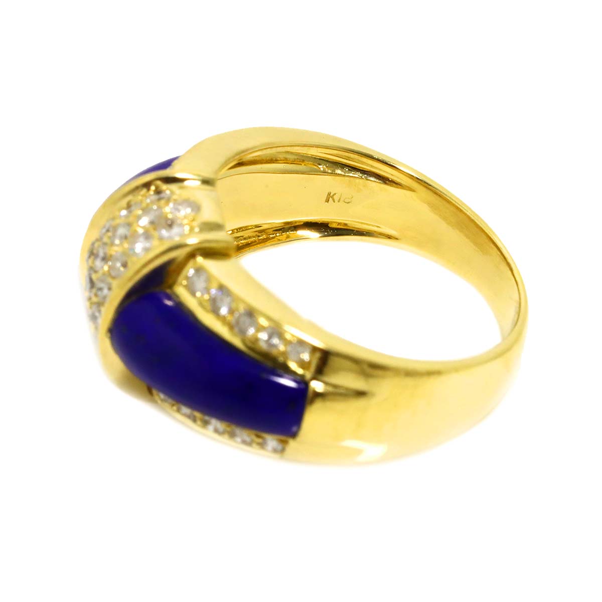 Lapis Lazuli Diamond 0.65ct Ring 18K Yellow Gold 750 size6.25-6.5(US)
