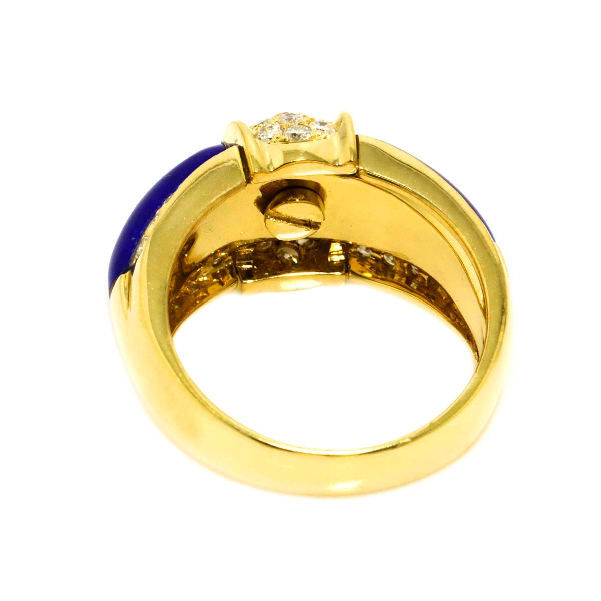 Lapis Lazuli Diamond 0.65ct Ring 18K Yellow Gold 750 size6.25-6.5(US)