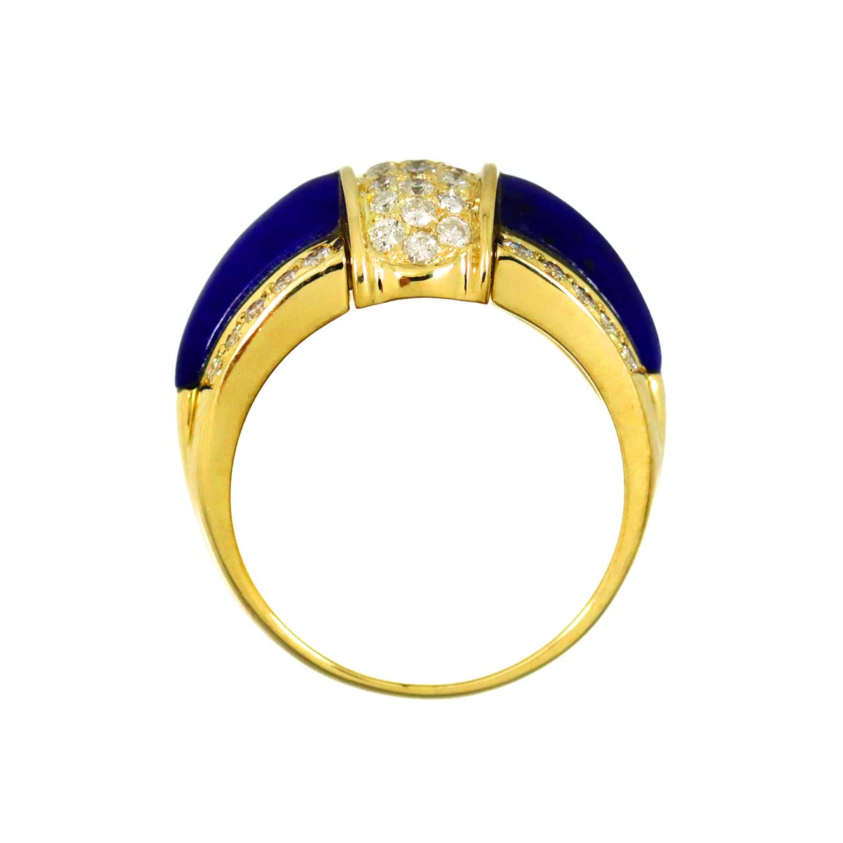 Lapis Lazuli Diamond 0.65ct Ring 18K Yellow Gold 750 size6.25-6.5(US)