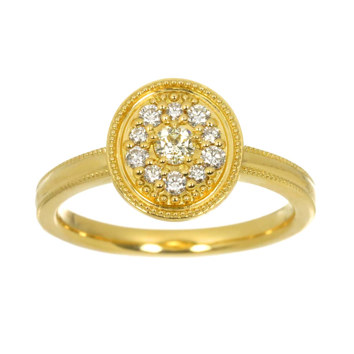 Diamond 0.102ct/0.13ct Ring 18K YG Yellow Gold 750 6-6.25(US)