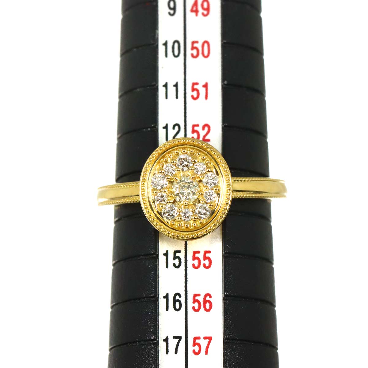 Diamond 0.102ct/0.13ct Ring 18K YG Yellow Gold 750 6-6.25(US)
