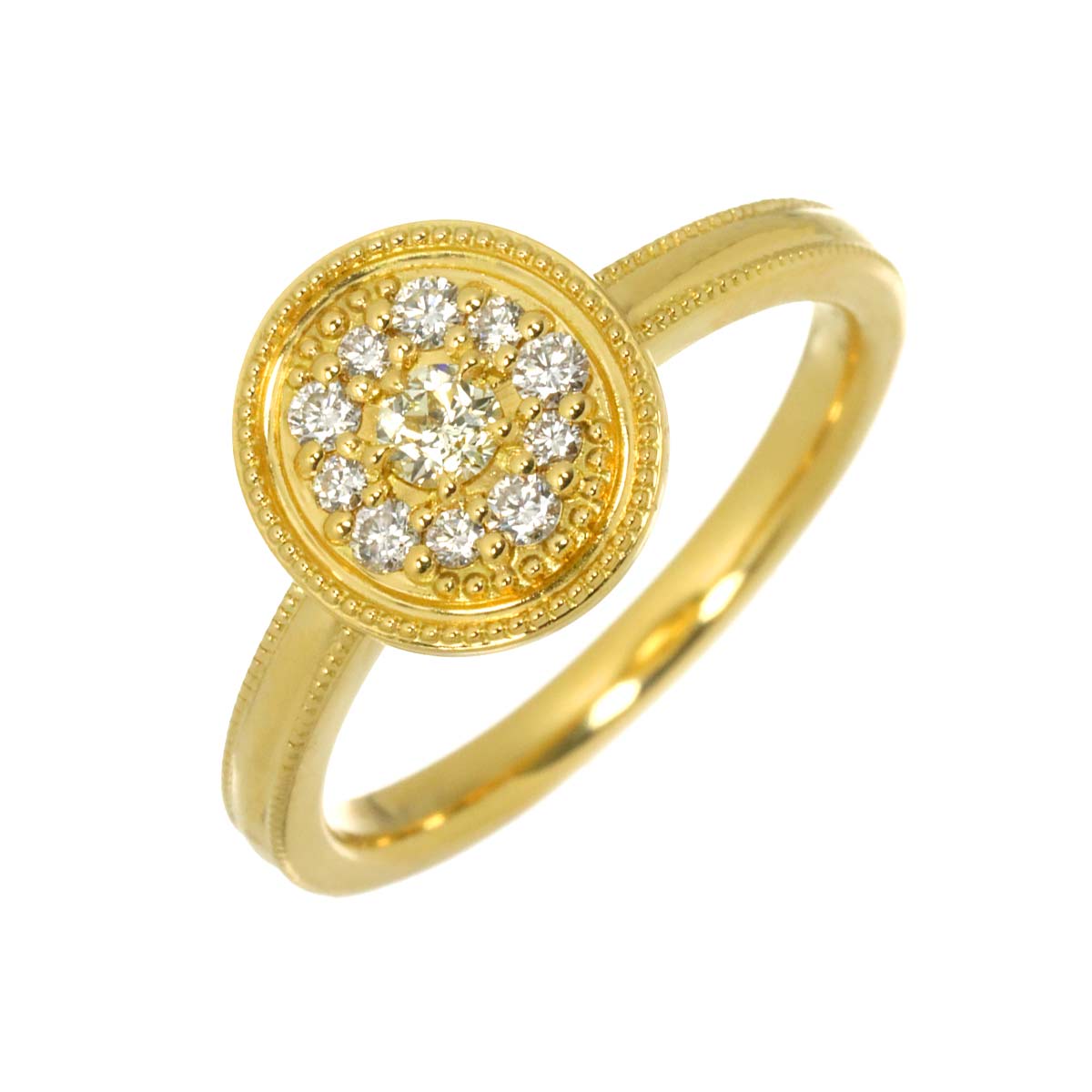Diamond 0.102ct/0.13ct Ring 18K YG Yellow Gold 750 6-6.25(US)