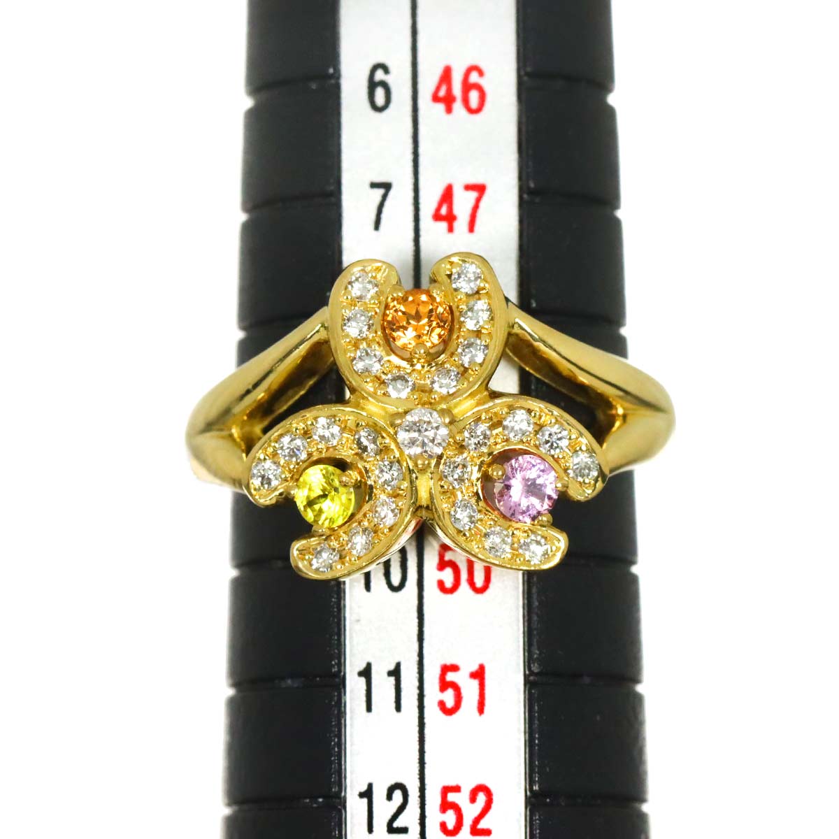 Sapphire 0.20 Diamond 0.15ct/0.08ct Ring 18K K18 YG 4.5-4.75(US)