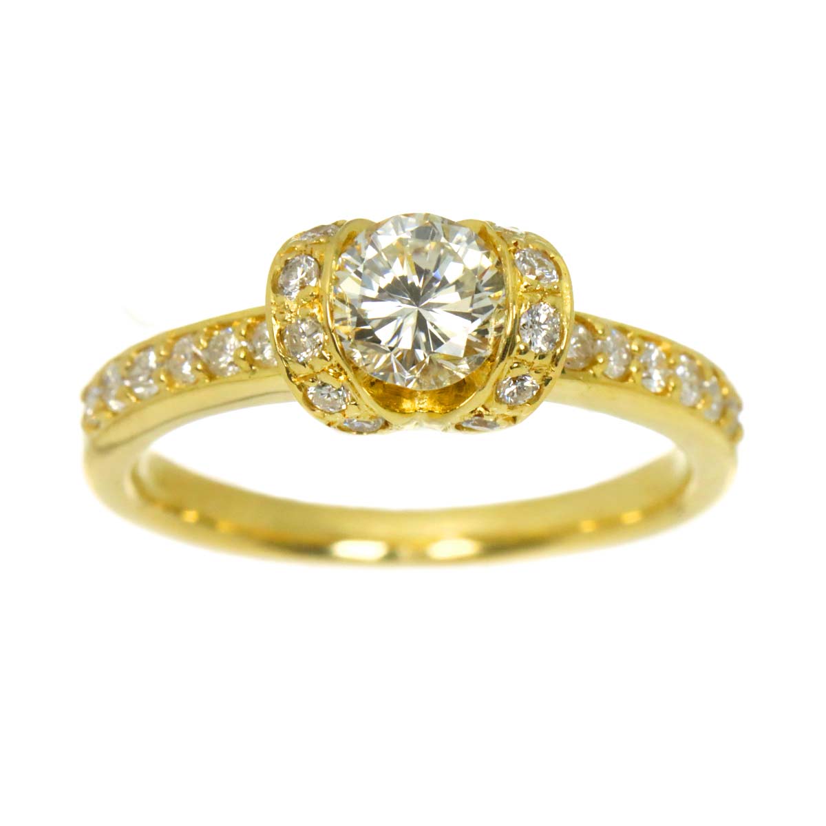 Diamond 0.462ct/0.24ct Ring 18K YG Yellow Gold 750 size4(US)