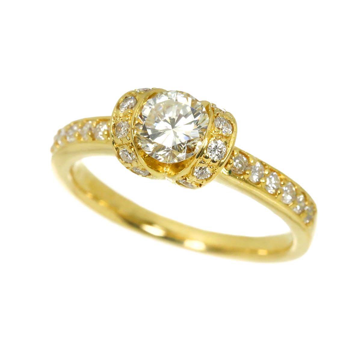 Diamond 0.462ct/0.24ct Ring 18K YG Yellow Gold 750 size4(US)