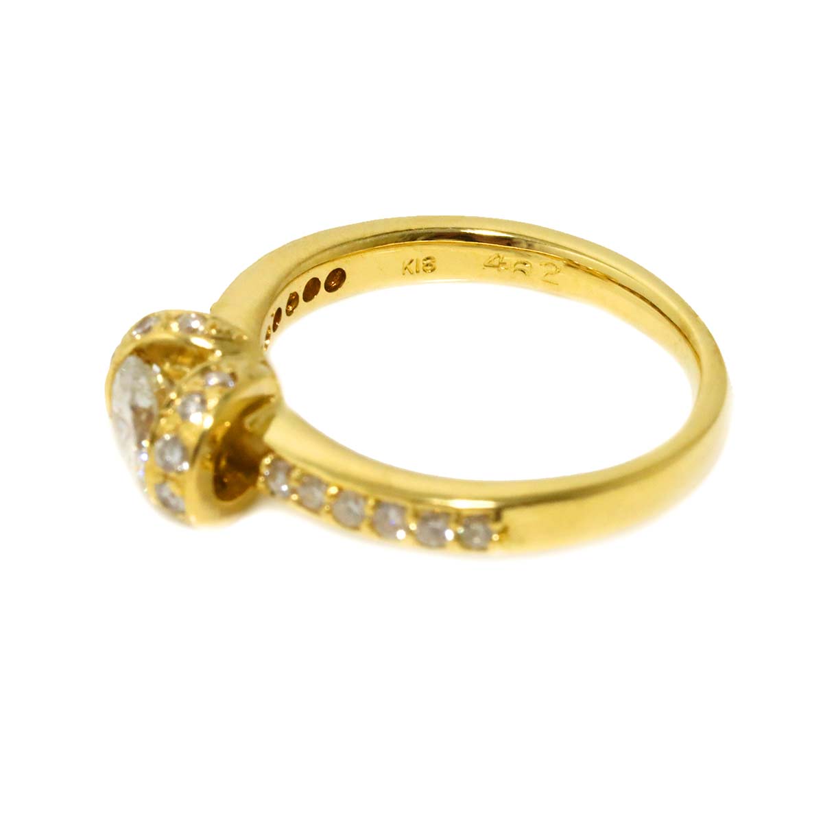 Diamond 0.462ct/0.24ct Ring 18K YG Yellow Gold 750 size4(US)