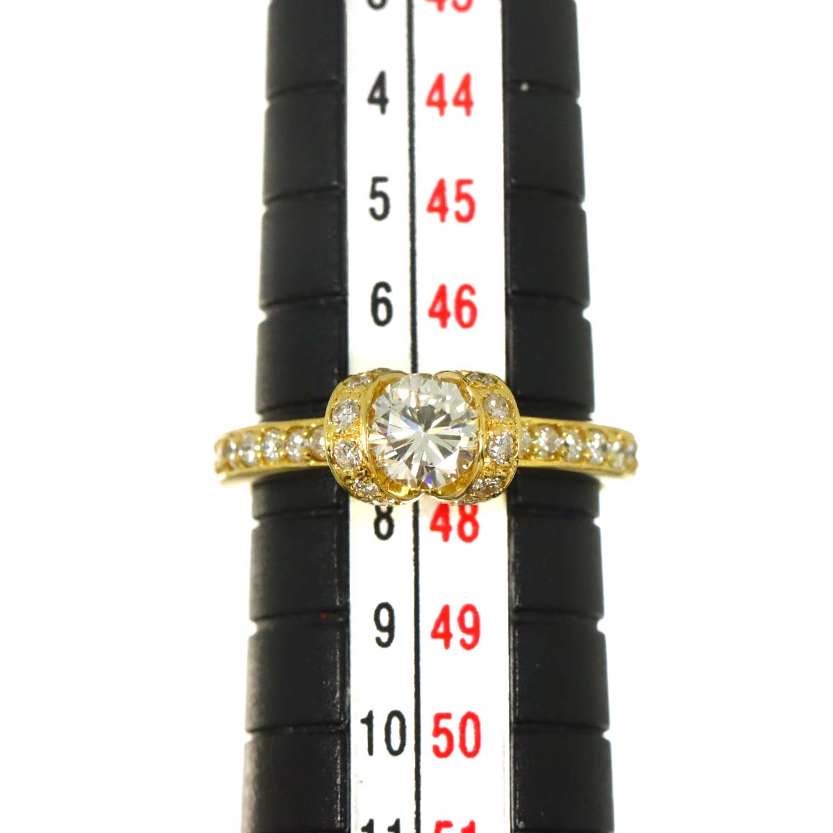 Diamond 0.462ct/0.24ct Ring 18K YG Yellow Gold 750 size4(US)