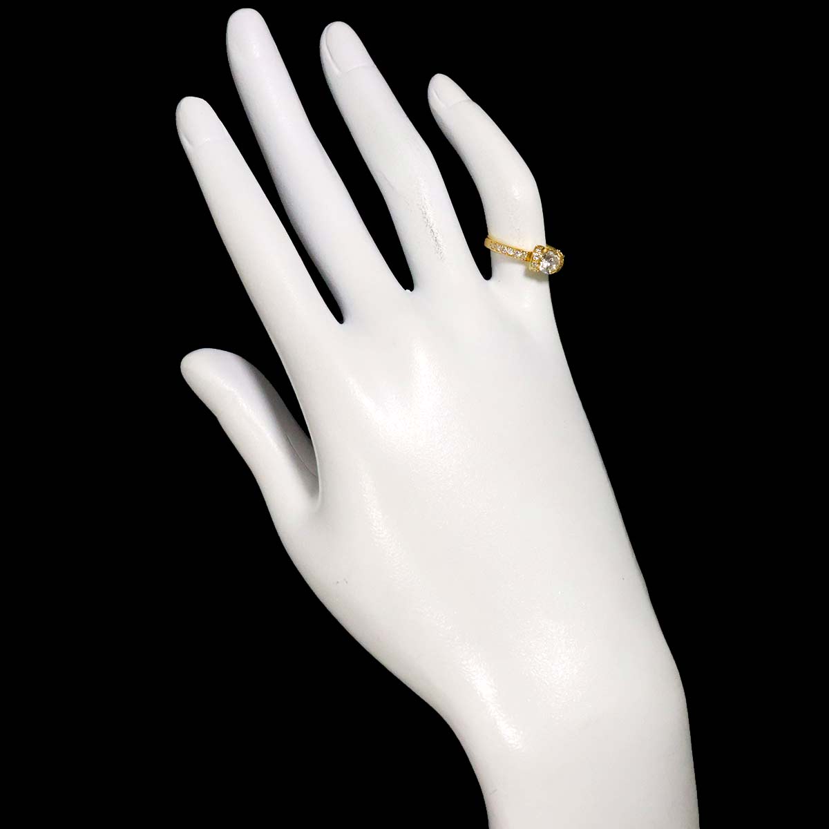 Diamond 0.462ct/0.24ct Ring 18K YG Yellow Gold 750 size4(US)