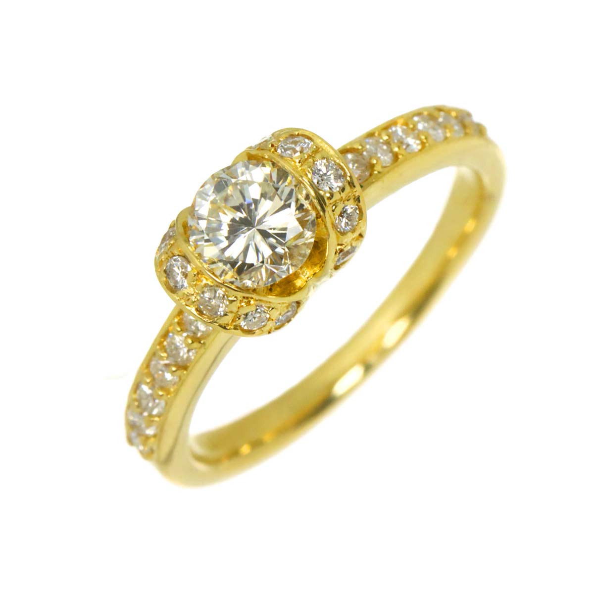 Diamond 0.462ct/0.24ct Ring 18K YG Yellow Gold 750 size4(US)