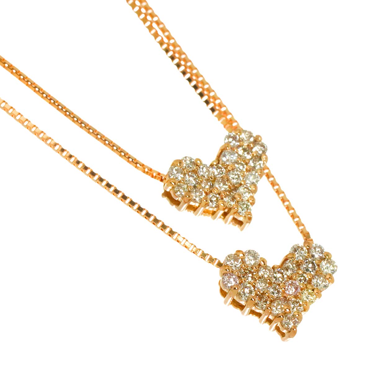 Diamond 0.27ct/0.21ct Necklace 18K Pink Gold 750