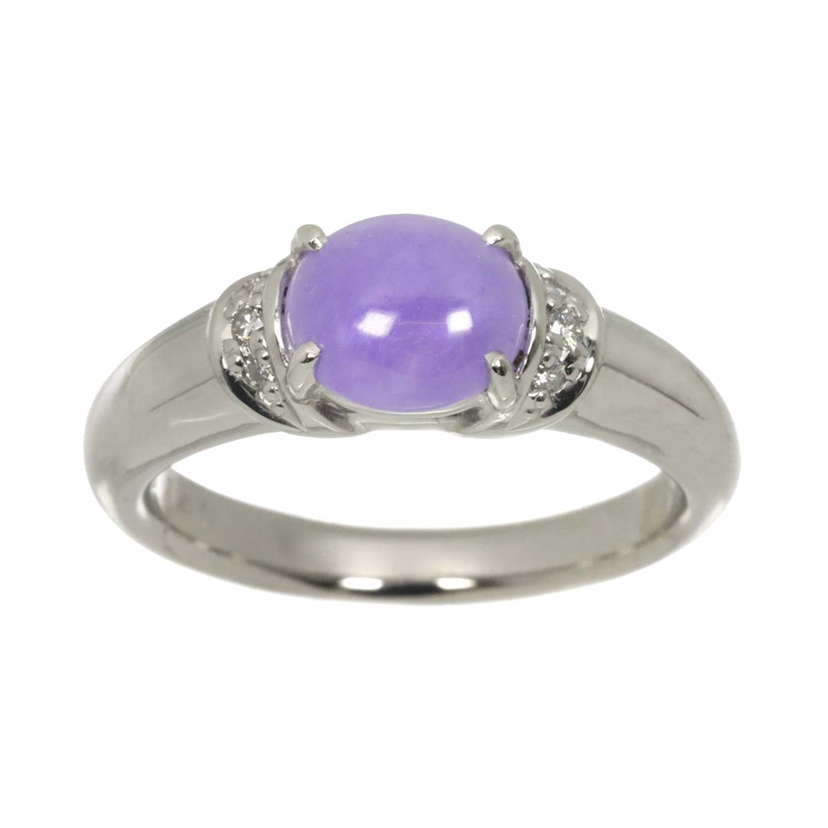 Jade 1.41ct Diamond 0.05ct Ring Pt Platinum size6-6.25(US)