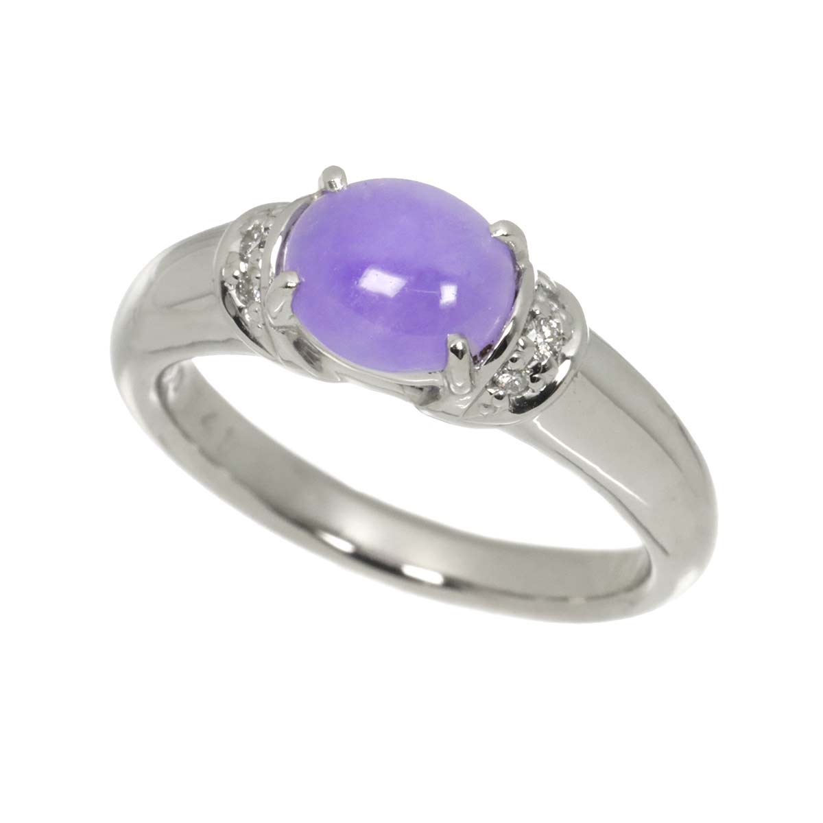 Jade 1.41ct Diamond 0.05ct Ring Pt Platinum size6-6.25(US)