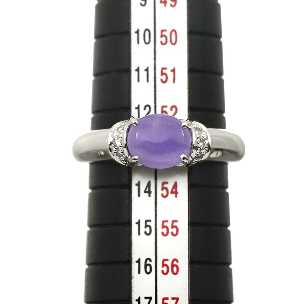 Jade 1.41ct Diamond 0.05ct Ring Pt Platinum size6-6.25(US)