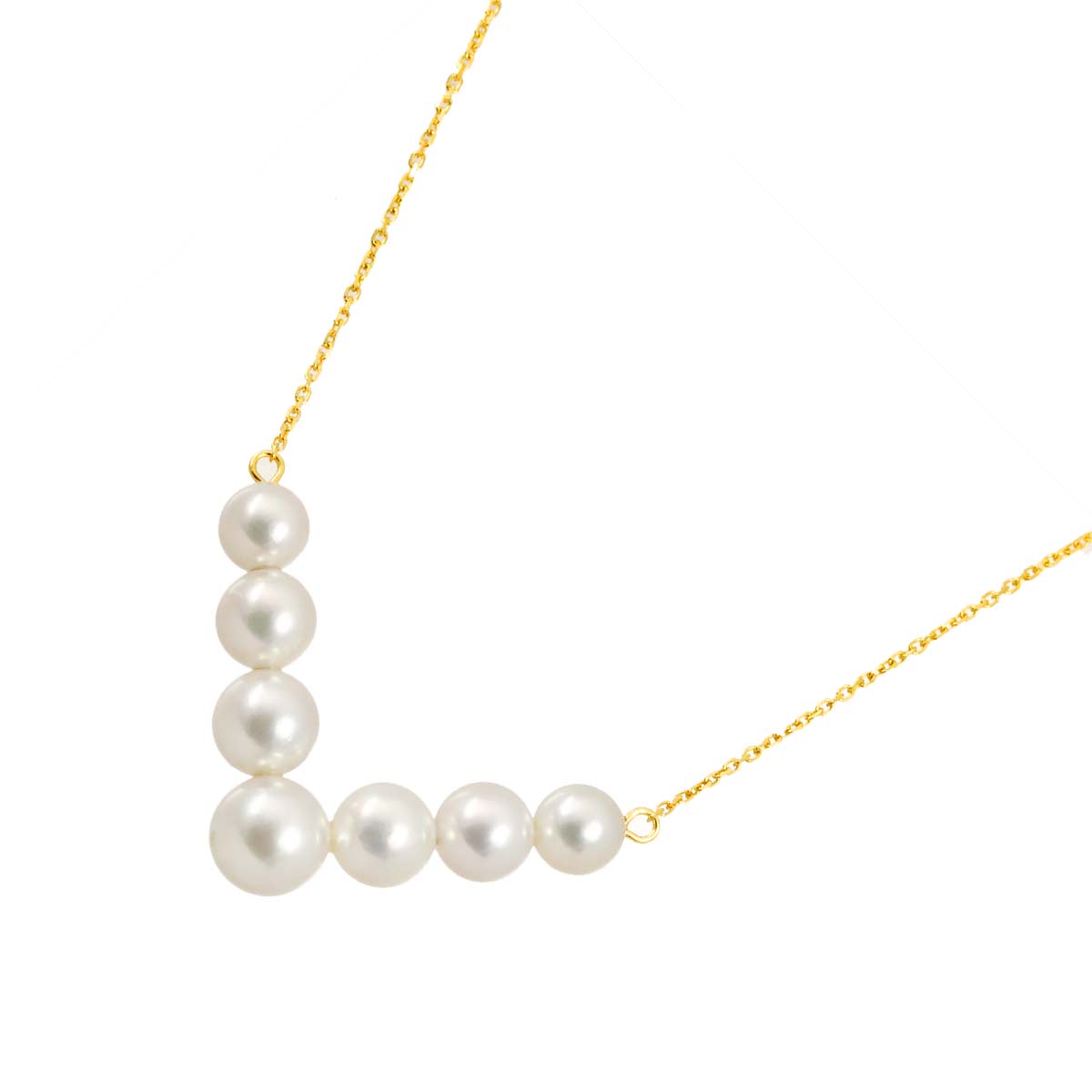 Akoya Pearl 6.4-5.0mm Necklace 18K K18 YG Yellow Gold 750