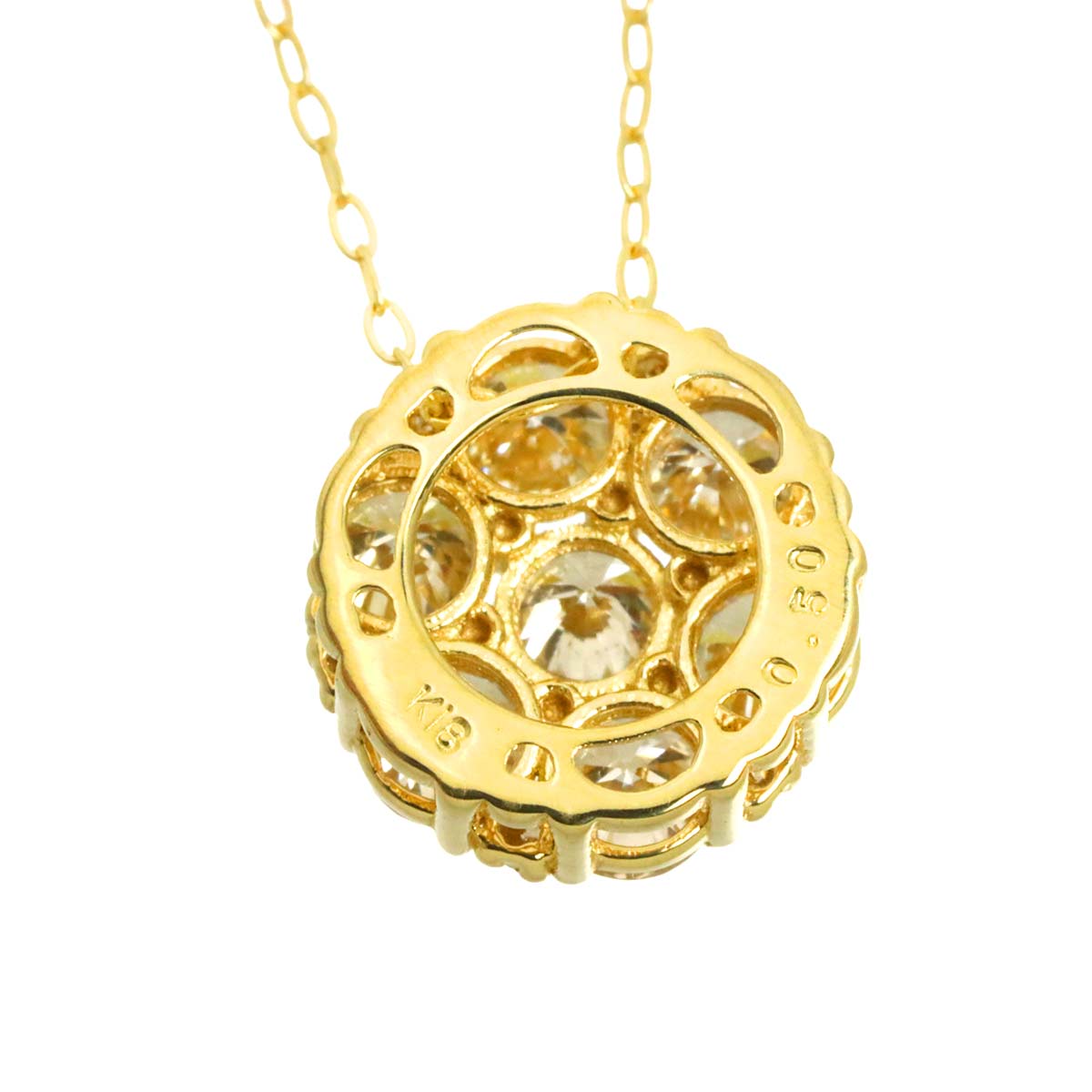 Diamond 0.50ct Necklace 18K YG Yellow Gold 750