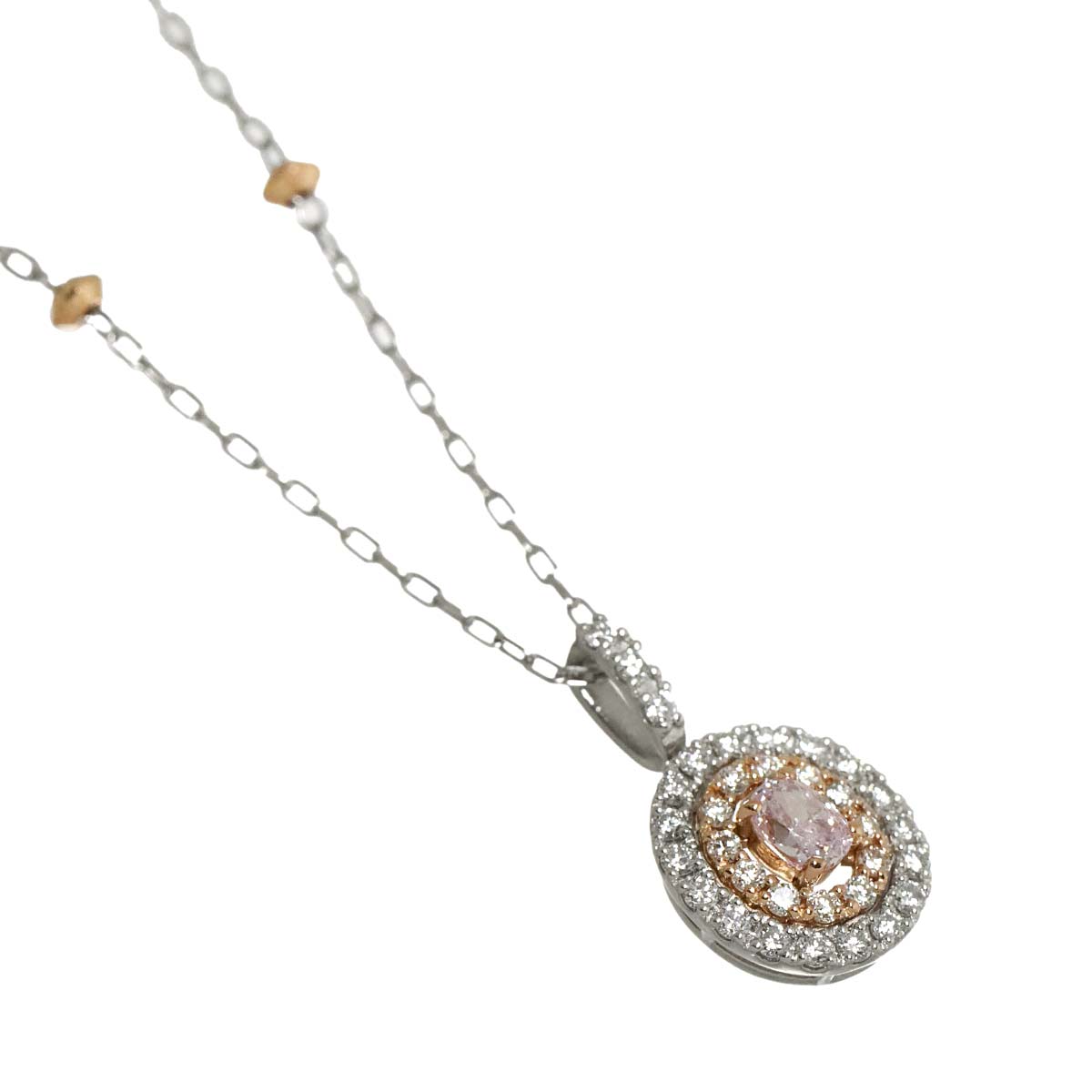 Diamond 0.125ct LPP/SI2 0.18ct Necklace Pt 18K PG Platinum