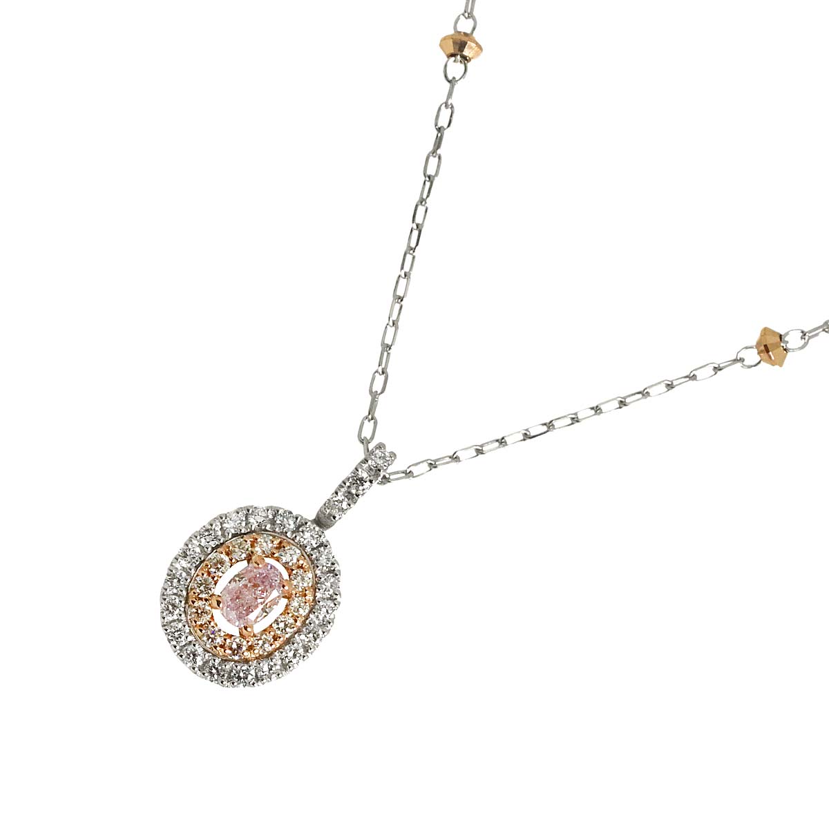 Diamond 0.125ct LPP/SI2 0.18ct Necklace Pt 18K PG Platinum