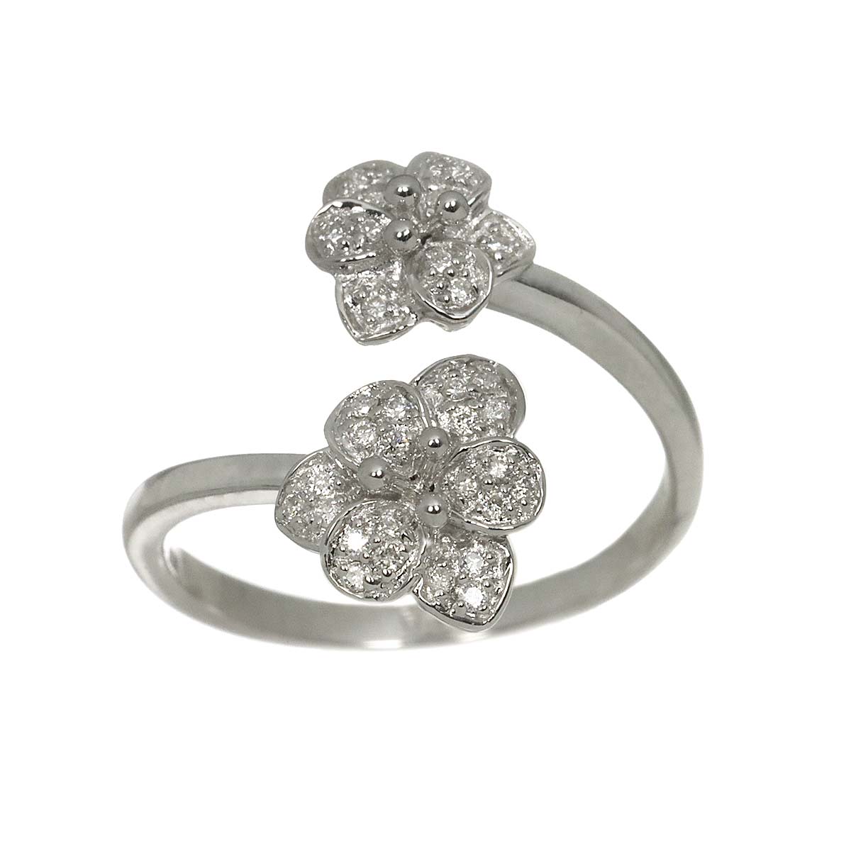 Diamond 0.13ct Ring 18K K18 WG White Gold size6.25-6.5(US)