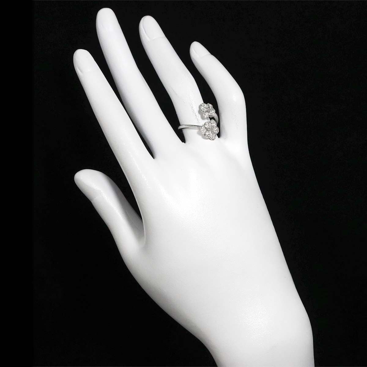 Diamond 0.13ct Ring 18K K18 WG White Gold size6.25-6.5(US)