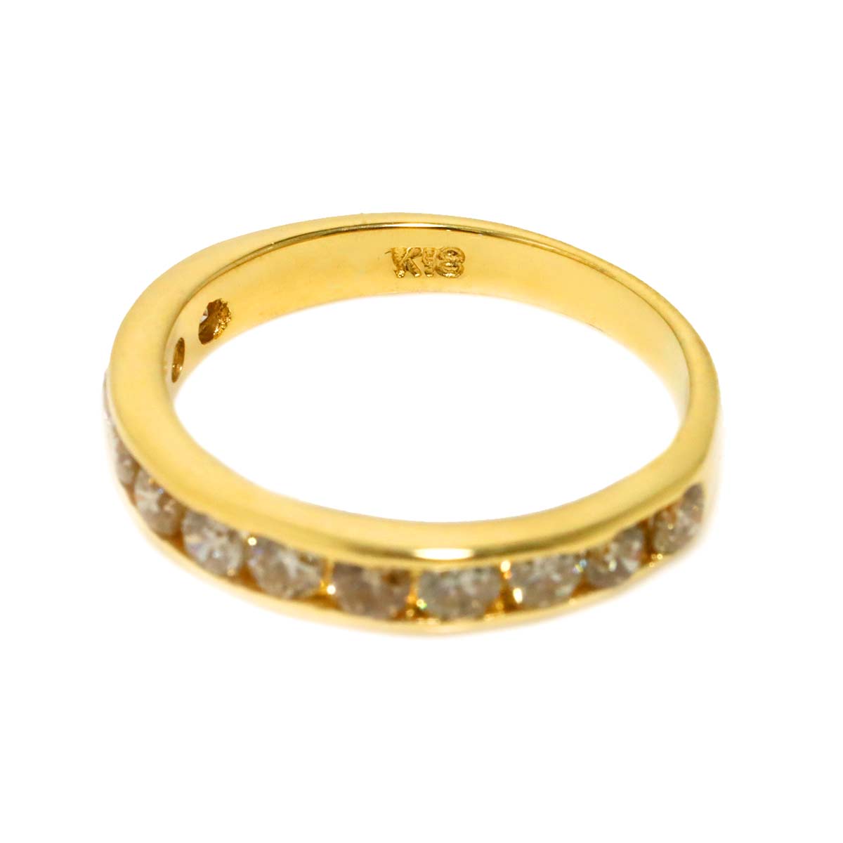 Diamond 0.87ct Ring 18K YG Yellow Gold 750 Size5.5-5.75(US)