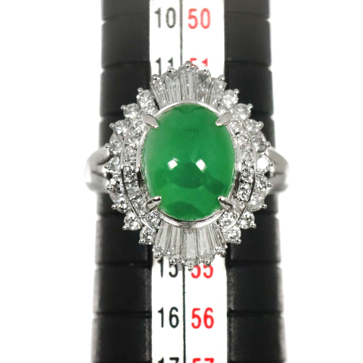 Jade 4.15ct Diamond 0.96ct Ring Pt Platinum size6.25-6.5(US)