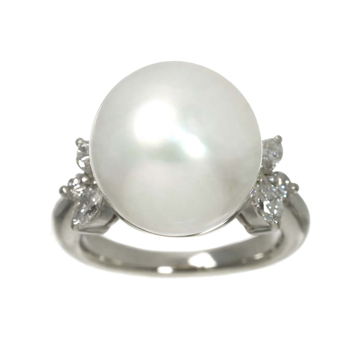 South Sea pearl 12.6mm Diamond 0.38ct Ring Pt Platinum Size4-4.5(US)