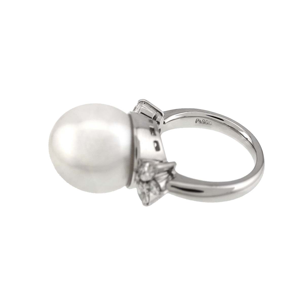 South Sea pearl 12.6mm Diamond 0.38ct Ring Pt Platinum Size4-4.5(US)