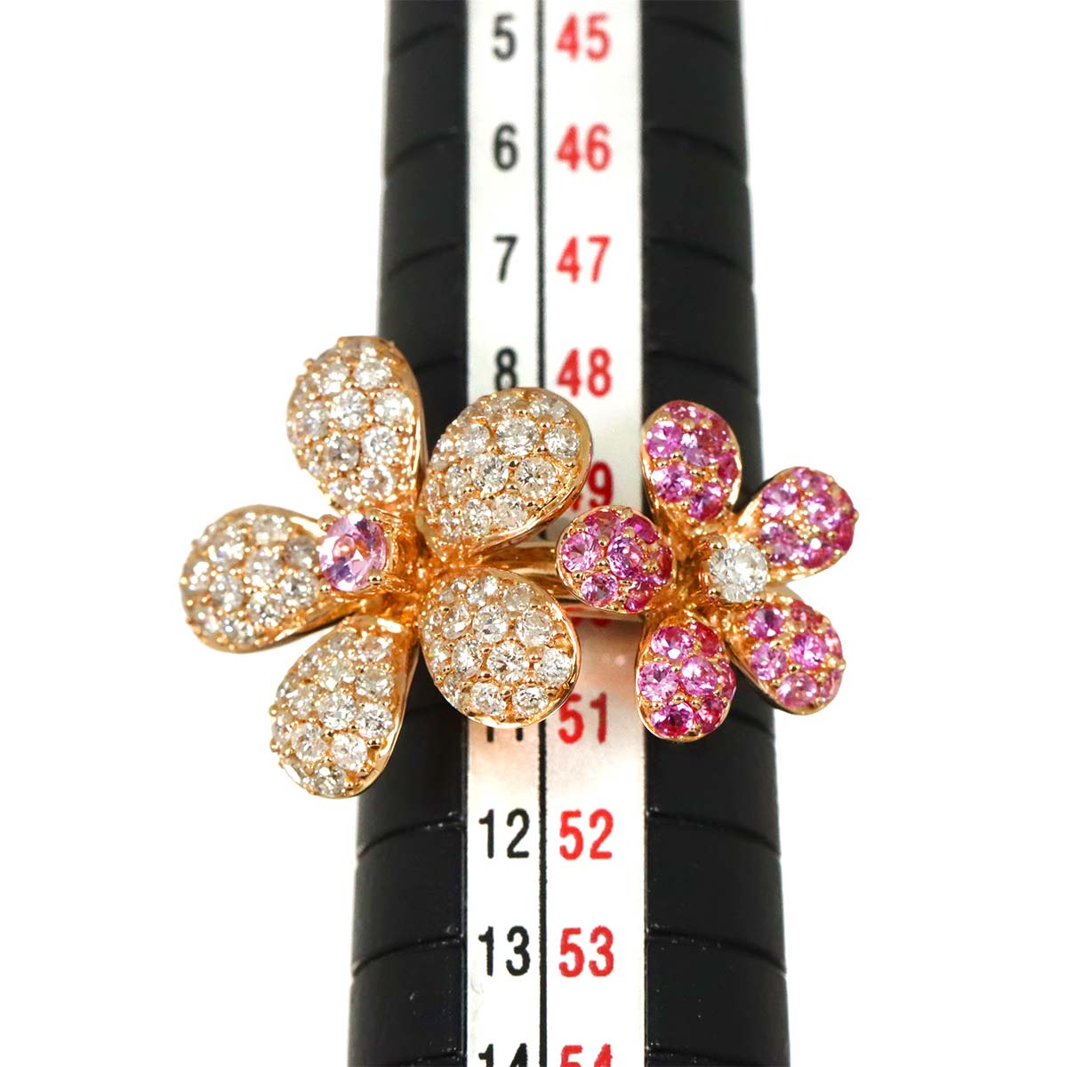 Sapphire 0.75ct Diamond 1.25ct Ring 18K PG Pink Gold 750 Size5.25(US)