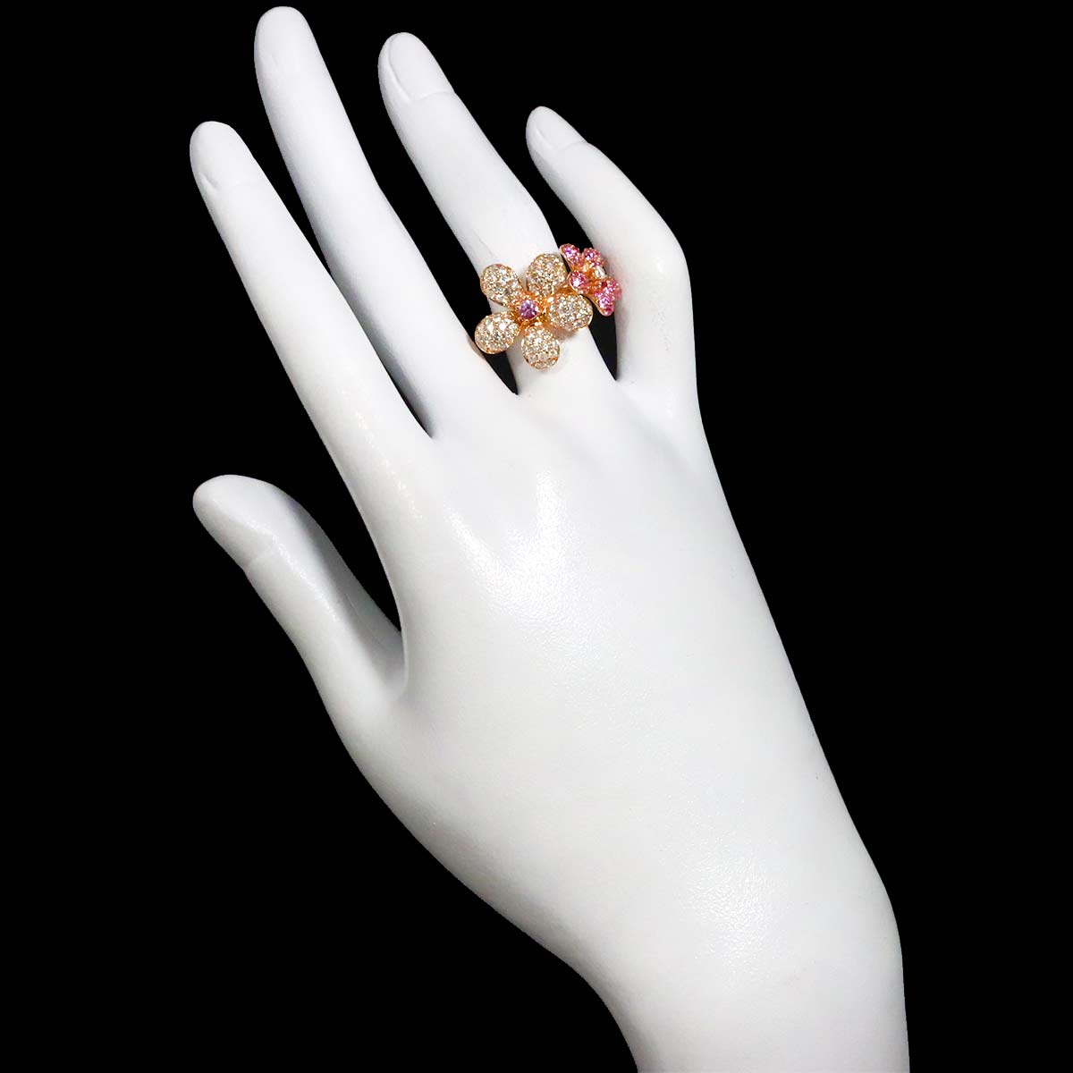 Sapphire 0.75ct Diamond 1.25ct Ring 18K PG Pink Gold 750 Size5.25(US)