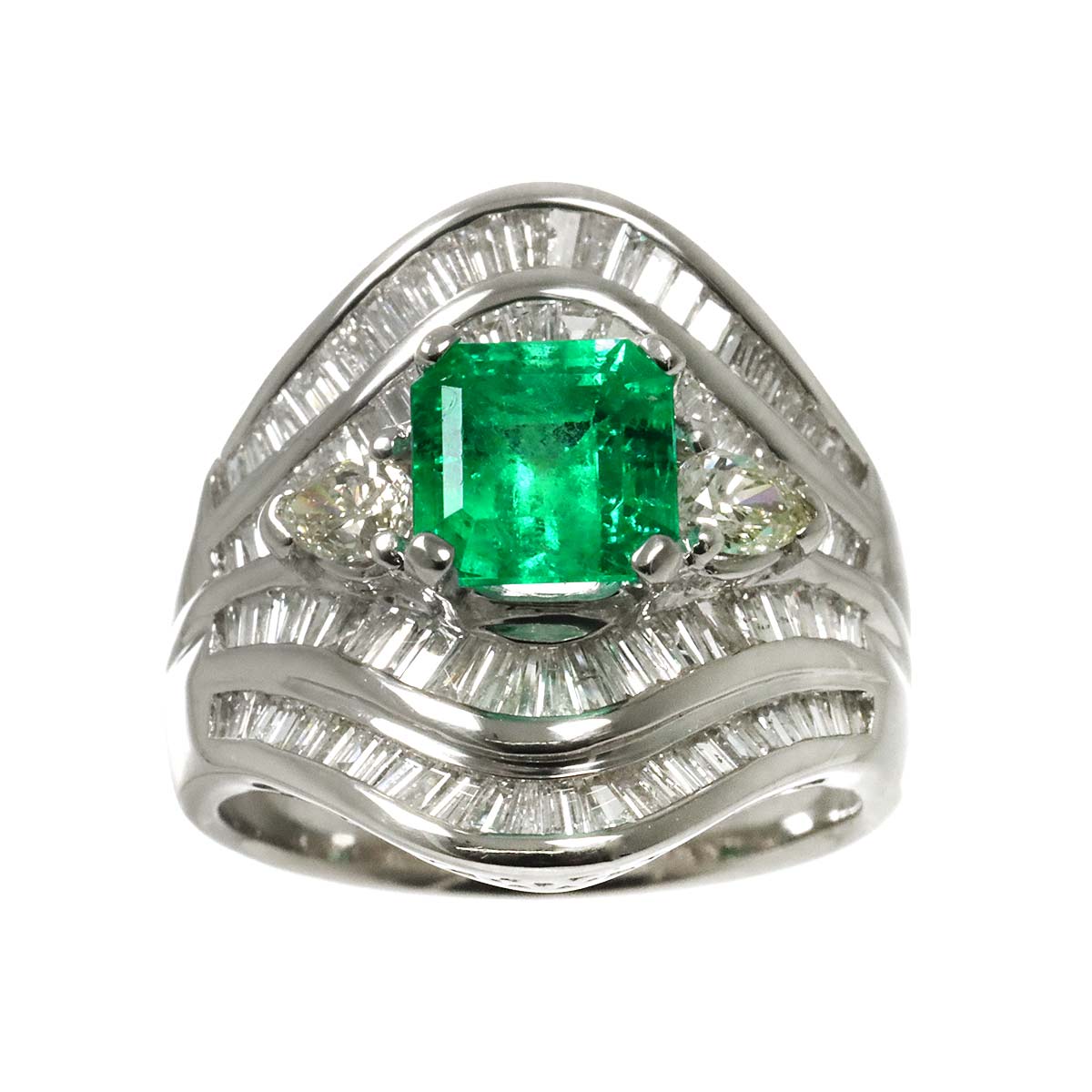 Emerald 1.68ct Diamond 2.08ct Ring Pt Platinum size6(US)