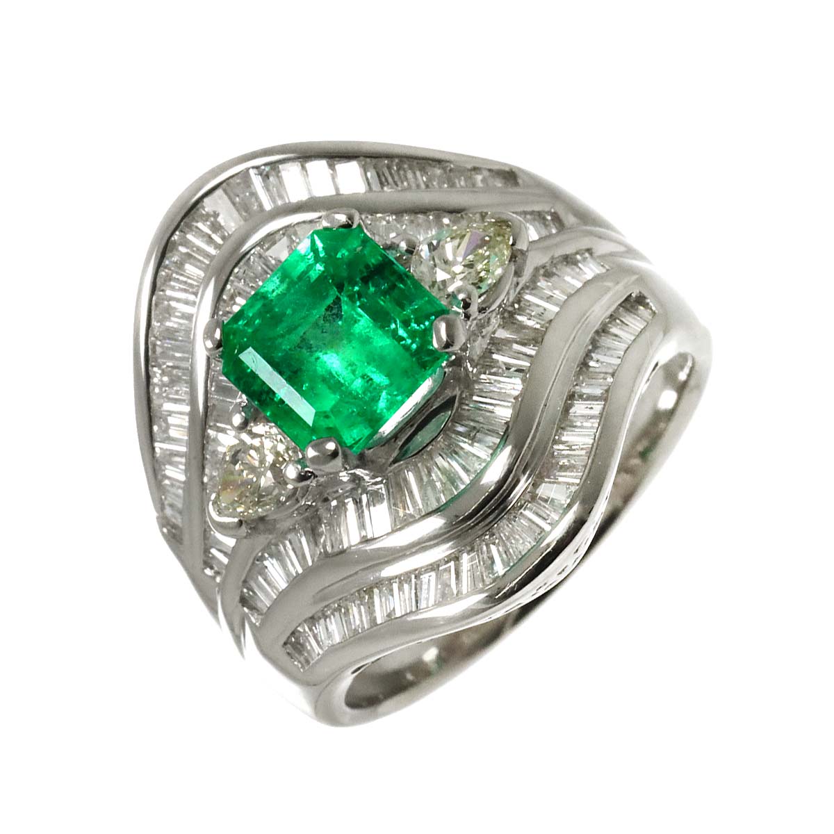 Emerald 1.68ct Diamond 2.08ct Ring Pt Platinum size6(US)