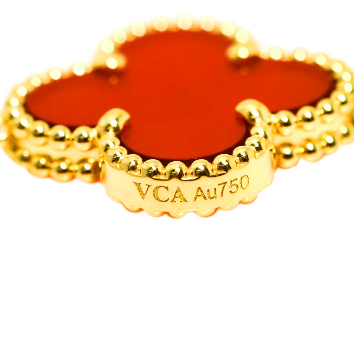 Vintage Alhambra Carnelian 10P Necklace 18K YG 750