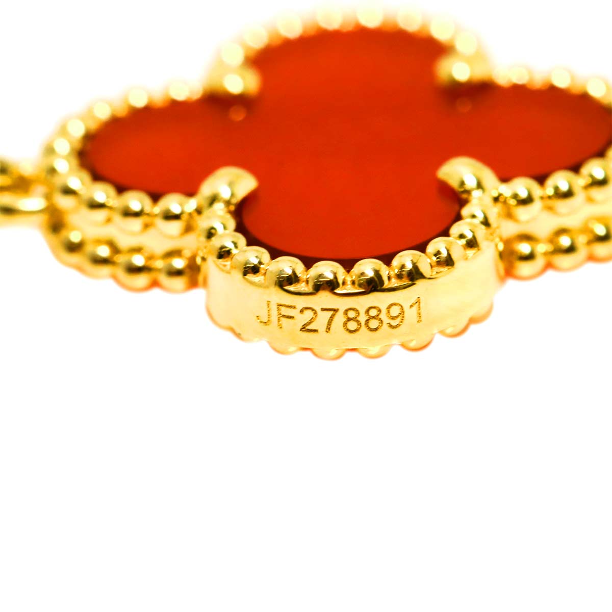 Vintage Alhambra Carnelian 10P Necklace 18K YG 750