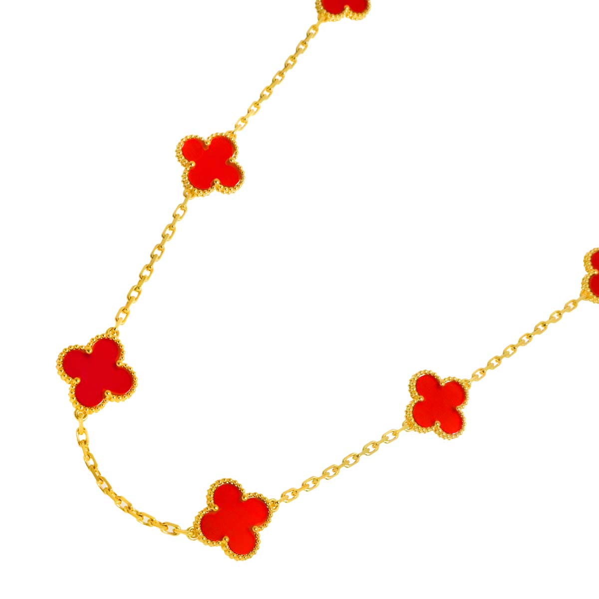 Vintage Alhambra Carnelian 10P Necklace 18K YG 750