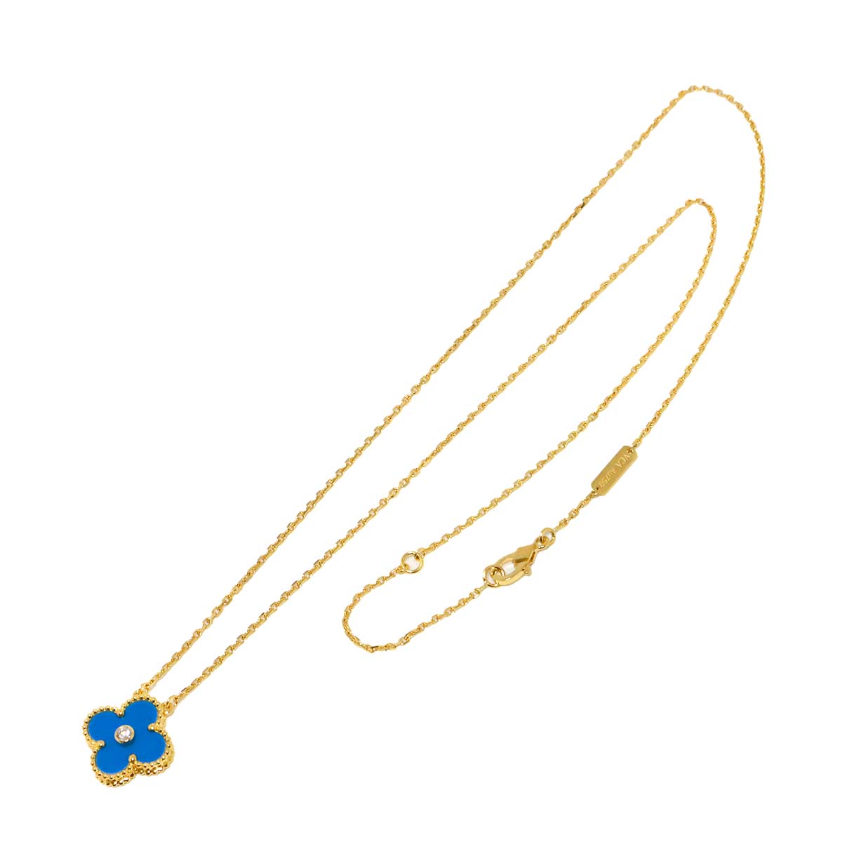 Vintage Alhambra Blue Sable Diamond Necklace 18K YG