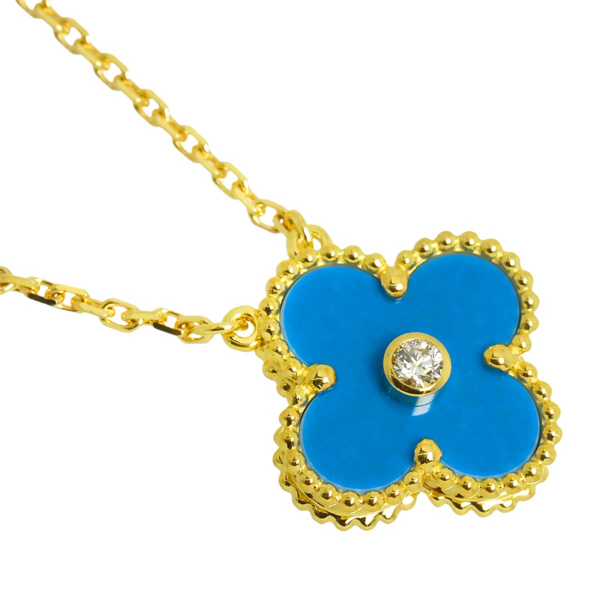 Vintage Alhambra Blue Sable Diamond Necklace 18K YG
