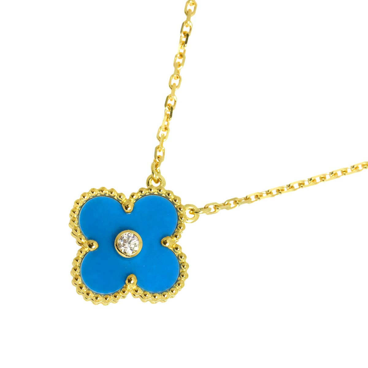 Vintage Alhambra Blue Sable Diamond Necklace 18K YG