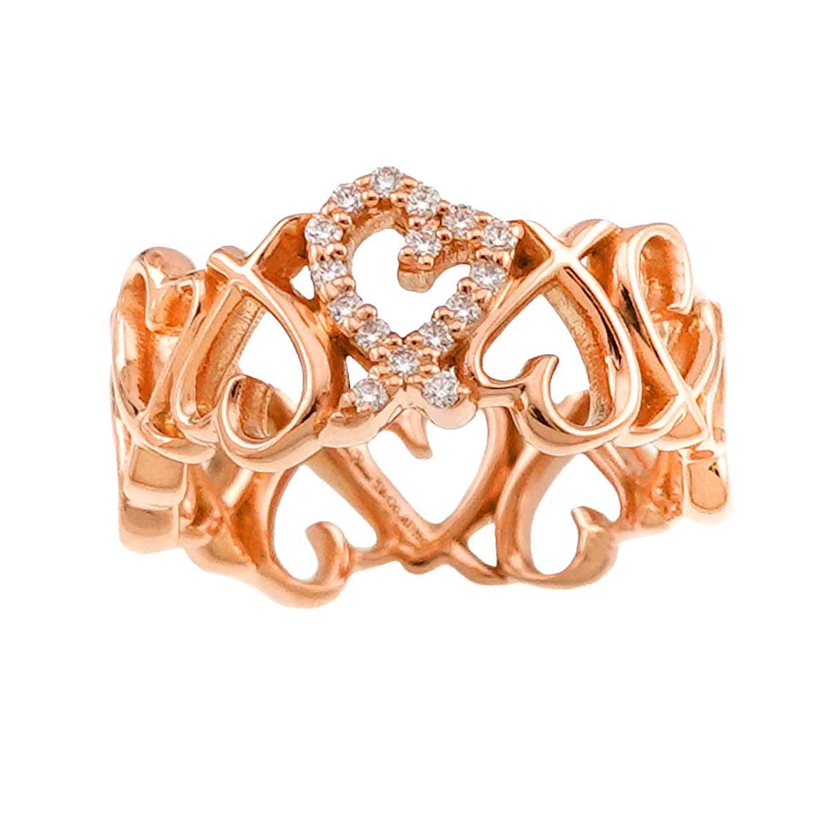 Loving Heart Diamond Ring 18K PG 750 Size4(US)