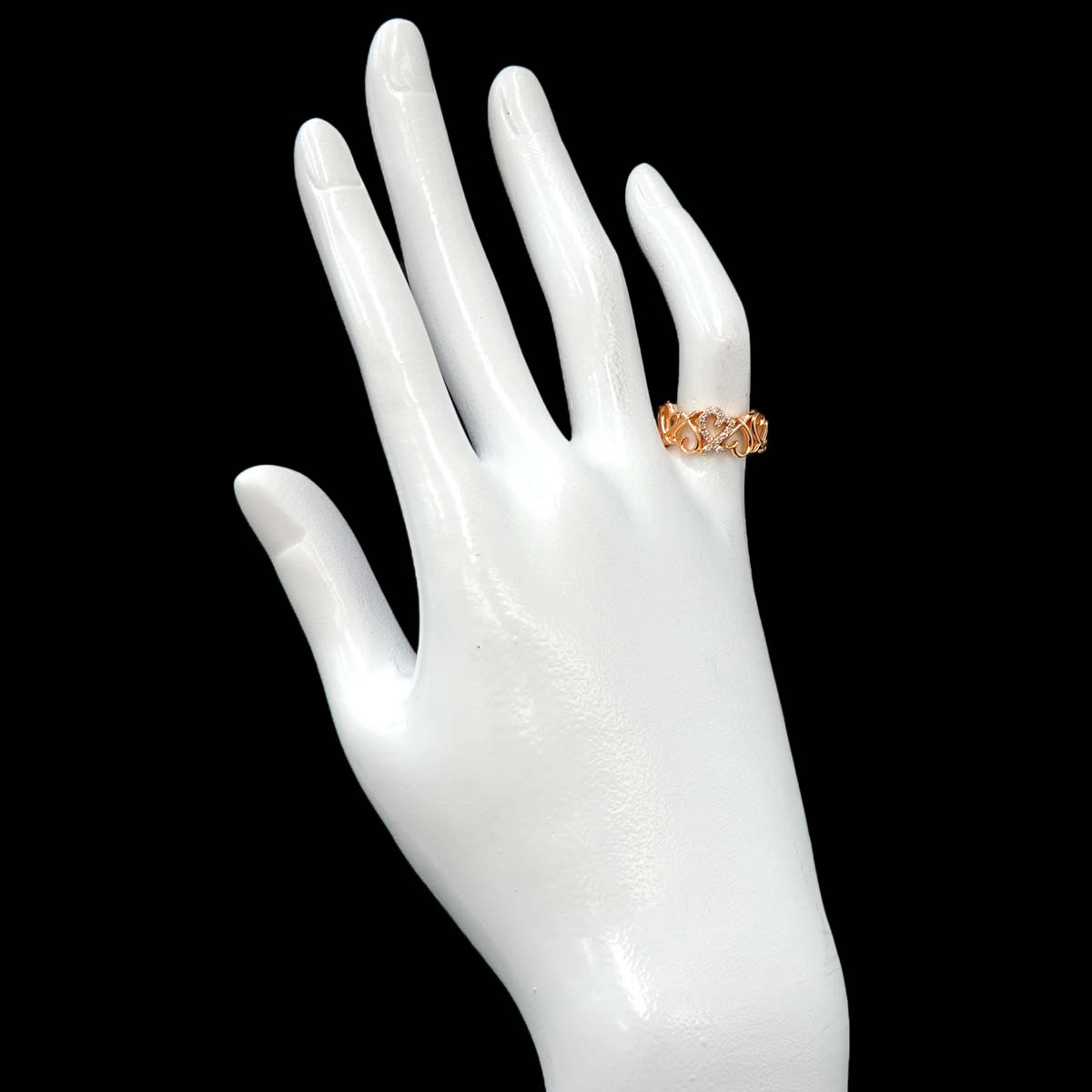 Loving Heart Diamond Ring 18K PG 750 Size4(US)
