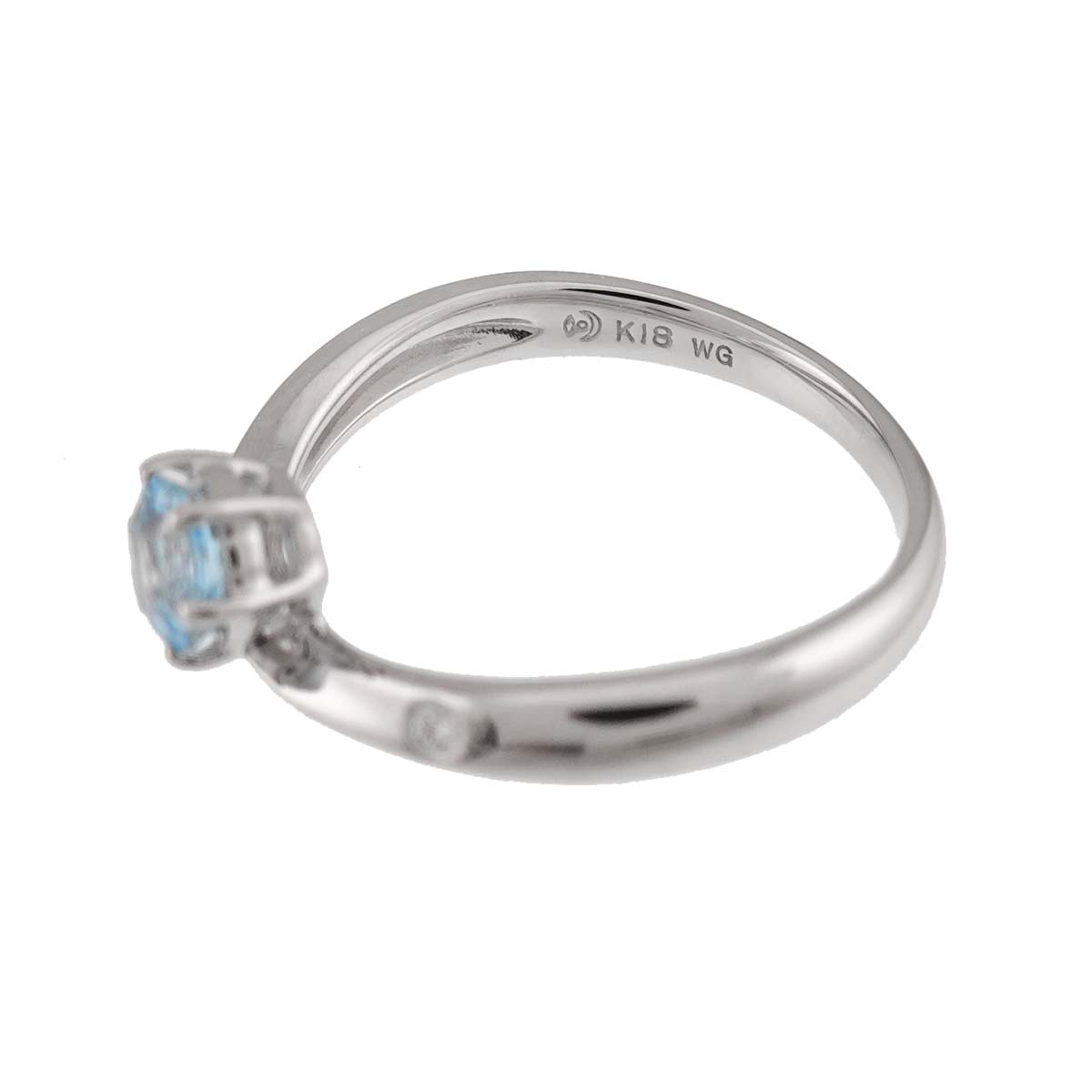 Aquamarine Diamond Ring 18K WG 750 Size4.75-5(US)