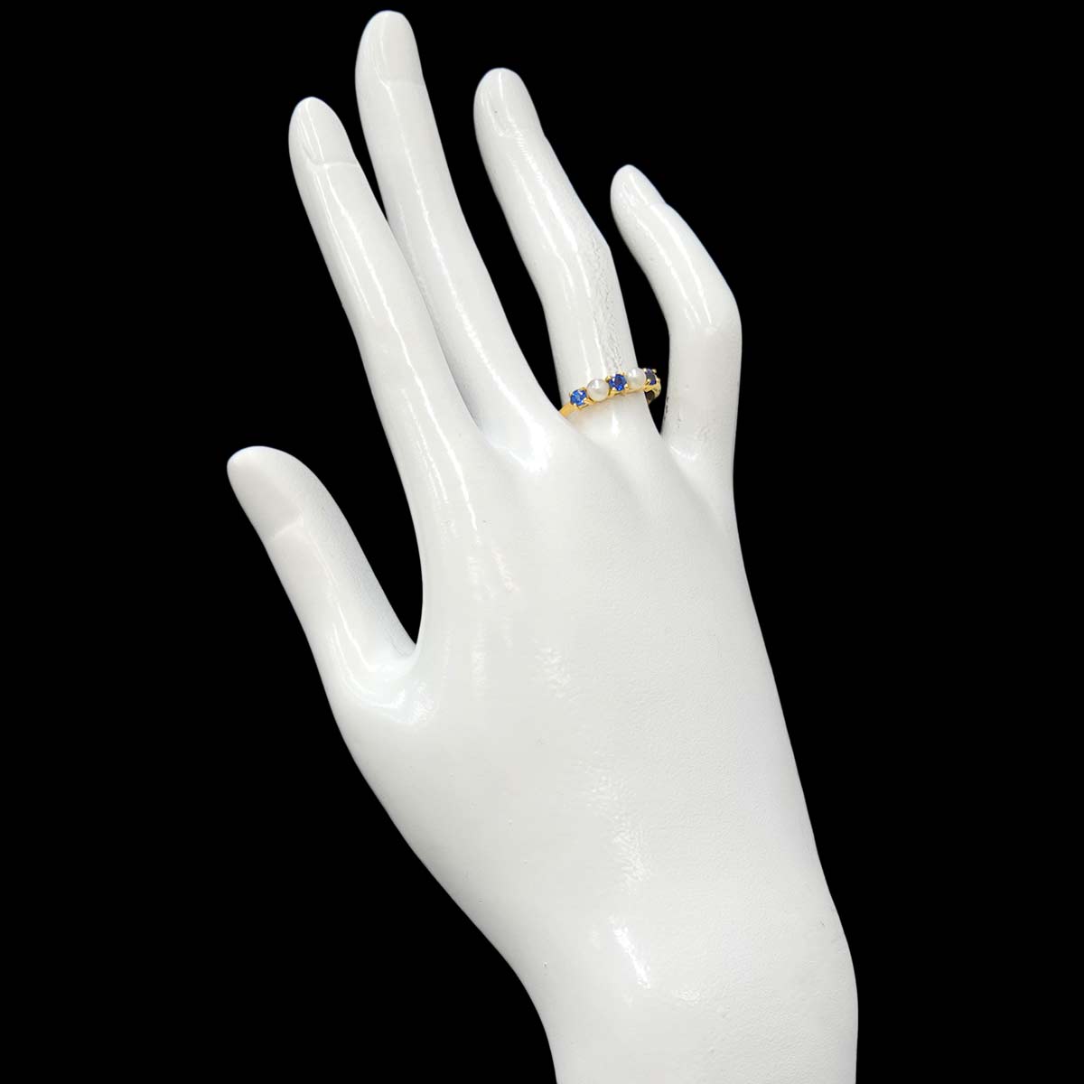 Baby Pearl 3.5mm Sapphire Ring 18K YG 750 Size6.75(US)