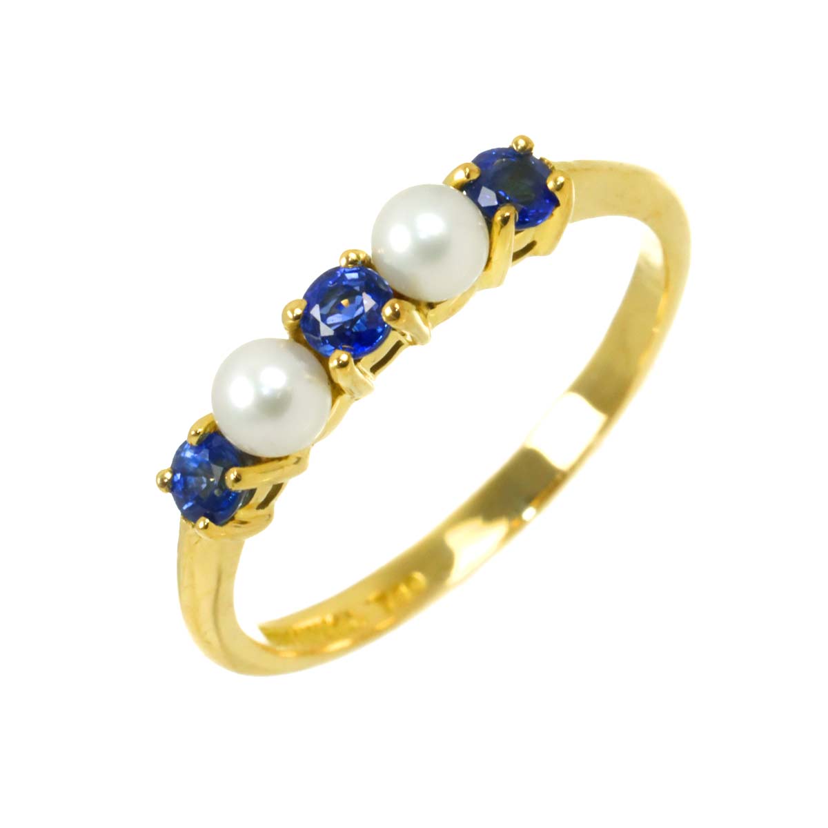 Baby Pearl 3.5mm Sapphire Ring 18K YG 750 Size6.75(US)