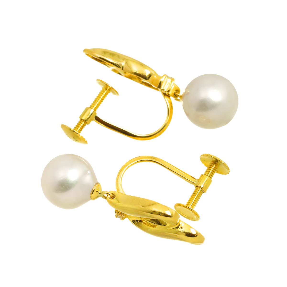 Freshwater pearl Diamond 0.01/0.01ct Earrings 18K YG 750