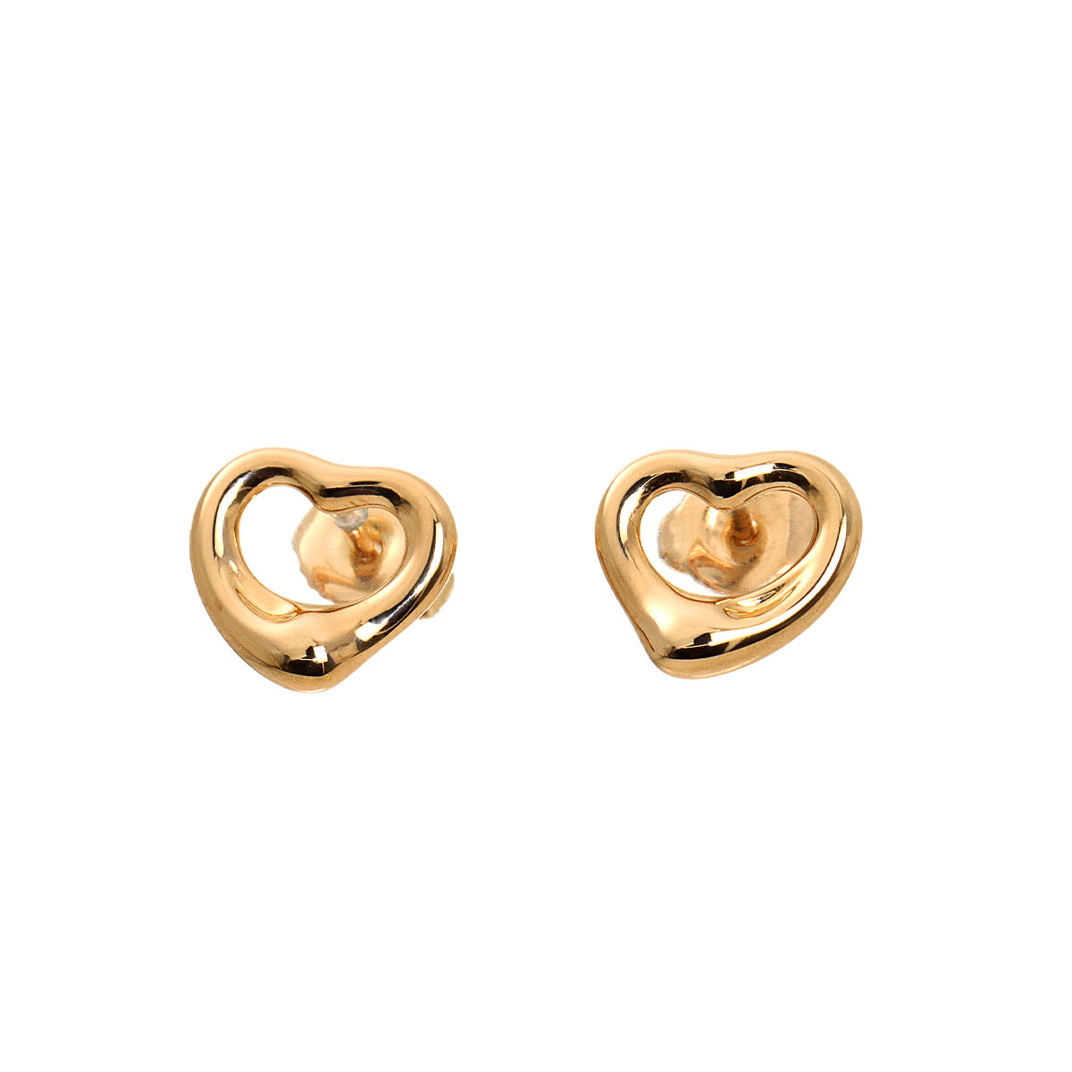 Open Heart Earrings Pierced 18K Pink Gold 750