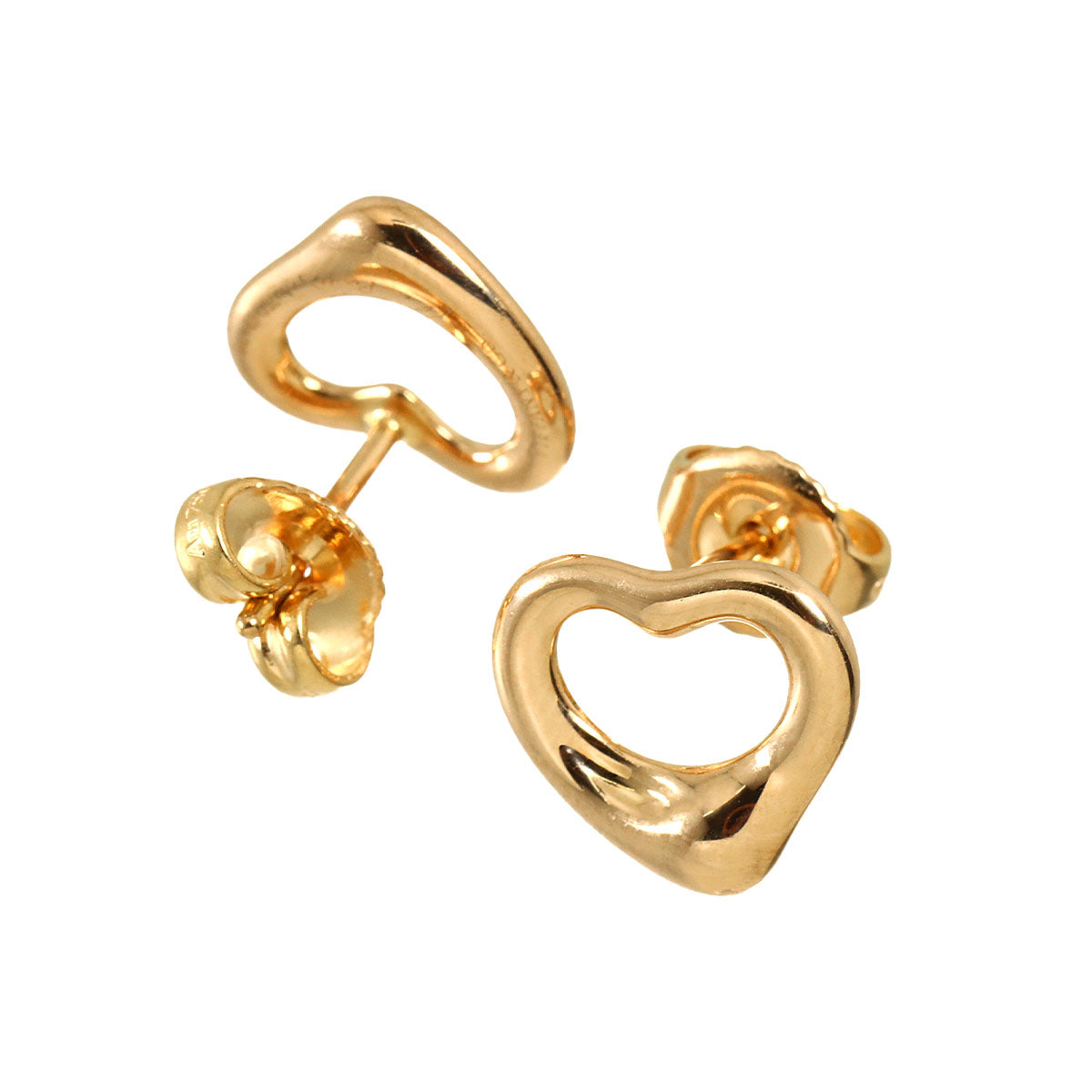 Open Heart Earrings Pierced 18K Pink Gold 750