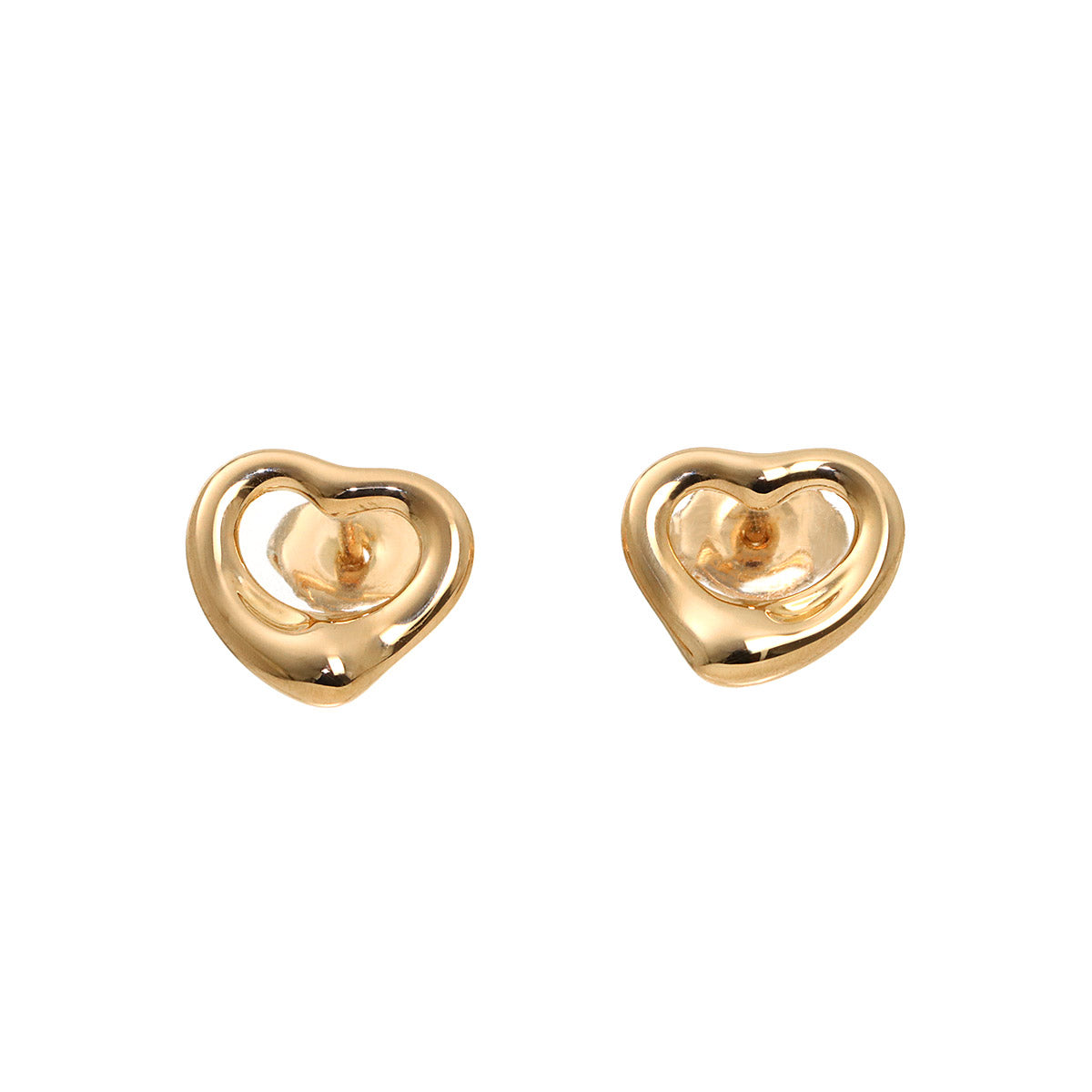 Open Heart Earrings Pierced 18K Pink Gold 750