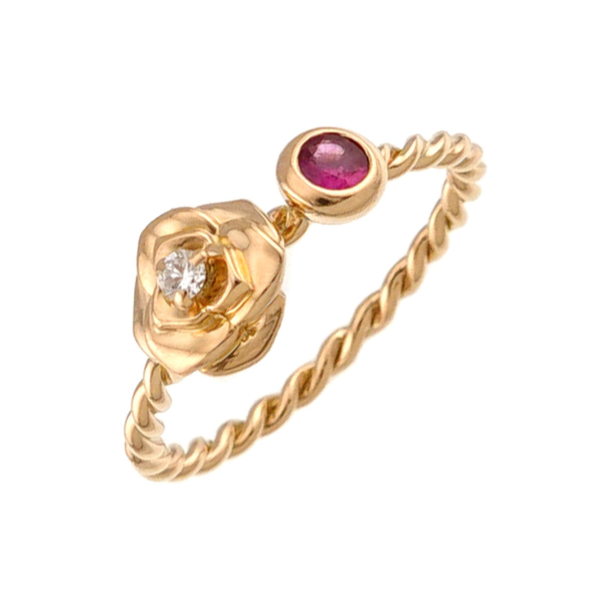 Rose Twist PinkSapphire Diamond Ring 18K PG 750 Size50 5.25(US)
