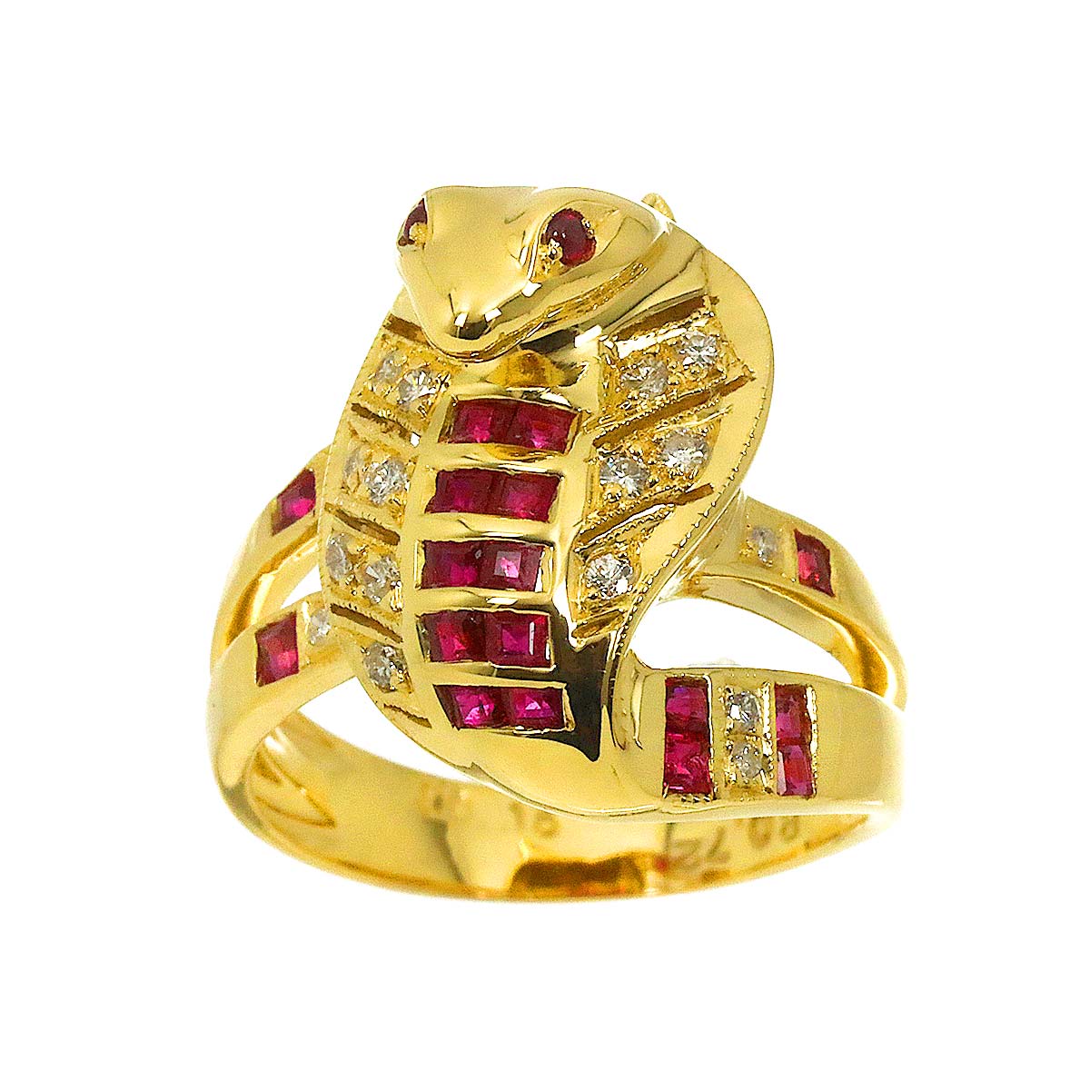 Ruby 0.72ct Diamond 0.15ct Ring 18K YG size5-5.25(US)