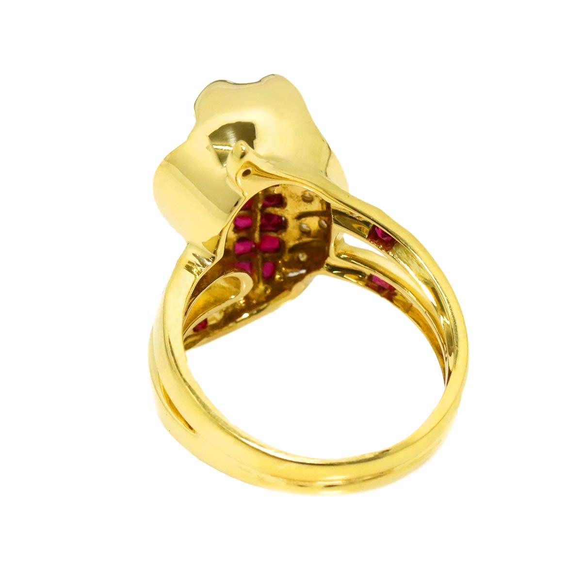 Ruby 0.72ct Diamond 0.15ct Ring 18K YG size5-5.25(US)